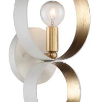 One Light Wall Sconce by Crystorama - Luna Collection, Matte White + Antique Gold Finish - 581-MT-GA
