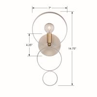 One Light Wall Sconce by Crystorama - Luna Collection, Matte White + Antique Gold Finish - 581-MT-GA