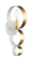 One Light Wall Sconce by Crystorama - Luna Collection, Matte White + Antique Gold Finish - 581-MT-GA