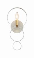 One Light Wall Sconce by Crystorama - Luna Collection, Matte White + Antique Gold Finish - 581-MT-GA