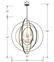 12 Light Chandelier by Crystorama - Luna Collection, English Bronze + Antique Gold Finish - 590-EB-GA