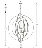 12 Light Chandelier by Crystorama - Luna Collection, Antique Silver Finish - 590-SA