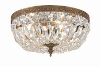 Three Light Flush Mount by Crystorama - Waltham Collection, Olde Brass Finish - 712-OB-CL-I