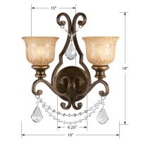 Two Light Wall Sconce by Crystorama - Norwalk Collection, Bronze Umber Finish - 7502-BU-CL-MWP