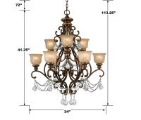 Nine Light Chandelier by Crystorama - Norwalk Collection, Bronze Umber Finish - 7509-BU-CL-MWP
