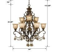 Nine Light Chandelier by Crystorama - Norwalk Collection, Bronze Umber Finish - 7509-BU-GT-MWP
