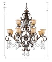 12 Light Chandelier by Crystorama - Norwalk Collection, Bronze Umber Finish - 7512-BU-CL-MWP