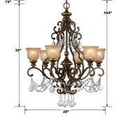 Six Light Chandelier by Crystorama - Norwalk Collection, Bronze Umber Finish - 7516-BU-CL-MWP