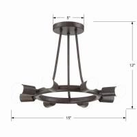 Eight Light Semi Flush Mount by Crystorama - Dakota Collection, Charcoal Bronze Finish - 9043-CZ