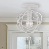One Light Semi Flush Mount by Crystorama - Solaris Collection, Wet White Finish - 9220-WW_CEILING