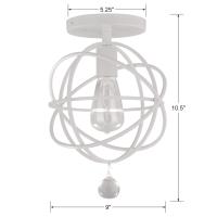 One Light Semi Flush Mount by Crystorama - Solaris Collection, Wet White Finish - 9220-WW_CEILING