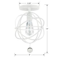 One Light Semi Flush Mount by Crystorama - Solaris Collection, Wet White Finish - 9220-WW_CEILING