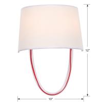 Two Light Wall Sconce by Crystorama - Stella Collection, Polished Chrome + Red Cord Finish - 9902-RD-CL