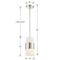 One Light Pendant by Crystorama - Grayson Collection, Polished Nickel Finish - 290-PN