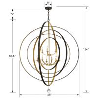 Nine Light Chandelier by Crystorama - Luna Collection, English Bronze + Antique Gold Finish - 587-EB-GA