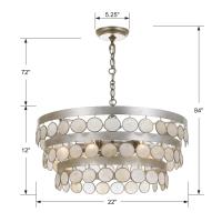 Six Light Chandelier by Crystorama - Coco Collection, Antique Silver Finish - 6006-SA