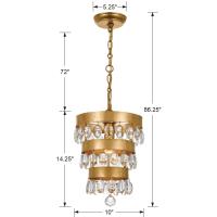 One Light Mini Chandelier by Crystorama - Perla Collection, Antique Gold Finish - 6103-GA