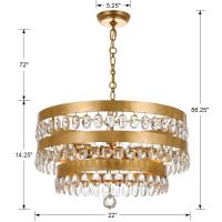 Five Light Chandelier by Crystorama - Perla Collection, Antique Gold Finish - 6106-GA
