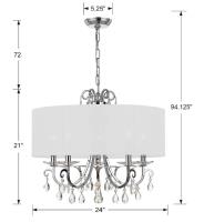 Five Light Chandelier by Crystorama - Othello Collection, Polished Chrome Finish - 6625-CH-CL-MWP