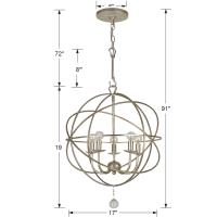 Five Light Mini Chandelier by Crystorama - Solaris Collection, Olde Silver Finish - 9224-OS