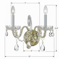 Two Light Wall Sconce by Crystorama - Traditional Crystal Collection, Polished Brass Finish - 1032-PB-CL-MWP