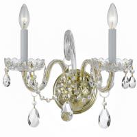 Two Light Wall Sconce by Crystorama - Traditional Crystal Collection, Polished Brass Finish - 1032-PB-CL-MWP
