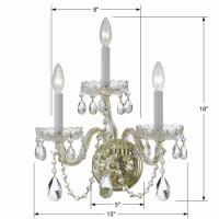 Three Light Wall Sconce by Crystorama - Traditional Crystal Collection, Polished Brass Finish - 1033-PB-CL-MWP