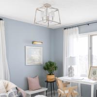 Four Light Semi Flush Mount by Crystorama - Sylvan Collection, Polished Nickel Finish - 2243-PN
