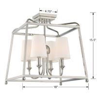 Four Light Semi Flush Mount by Crystorama - Sylvan Collection, Polished Nickel Finish - 2243-PN