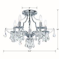 Five Light Semi Flush Mount by Crystorama - Cedar Collection, Polished Chrome Finish - 5930-CH-CL-S