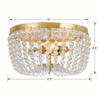 Three Light Flush Mount by Crystorama - Rylee Collection, Antique Gold Finish - 600-GA