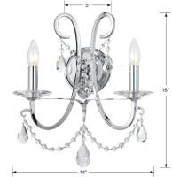 Two Light Wall Sconce by Crystorama - Othello Collection, Polished Chrome Finish - 6822-CH-CL-S
