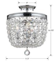 Three Light Semi Flush Mount by Crystorama - Archer Collection, Polished Chrome Finish - 783-CH-CL-MWP