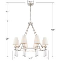 Eight Light Chandelier by Crystorama - Baxter Collection, Polished Nickel Finish - 8867-PN