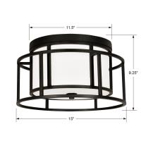 Two Light Flush Mount by Crystorama - Hulton Collection, Matte Black Finish - 9590-MK