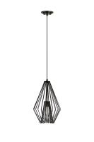 One Light Pendant by Z-Lite - Quintus Collection, Matte Black Finish - 442MP12-MB