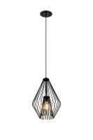 One Light Pendant by Z-Lite - Quintus Collection, Matte Black Finish - 442MP12-MB