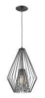 One Light Pendant by Z-Lite - Quintus Collection, Matte Black Finish - 442MP12-MB