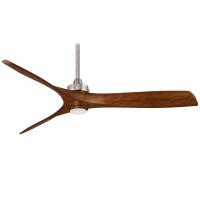 60"Ceiling Fan by Minka Aire - Aviation LED Collection, Brushed Nickel With Distressed Koa Blades Finish - F853L-BN/DK