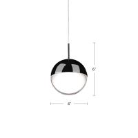 LED Pendant by Kuzco Lighting - Pluto Collection, Black Chrome Finish - 402801BC-LED