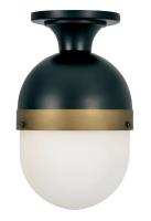 One Light Outdoor Semi Flush Mount by Crystorama - Capsule Collection, Matte Black + Textured Gold Finish - CAP-8500-MK-TG