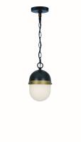 Three Light Outdoor Pendant by Crystorama - Capsule Collection, Matte Black + Textured Gold Finish - CAP-8506-MK-TG