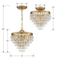 Three Light Mini Chandelier by Crystorama - Calypso Collection, Vibrant Gold Finish - 130-VG