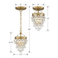 One Light Semi Flush Mount by Crystorama - Calypso Collection, Vibrant Gold Finish - 131-VG_CEILING