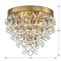 Three Light Flush Mount by Crystorama - Calypso Collection, Vibrant Gold Finish - 135-VG