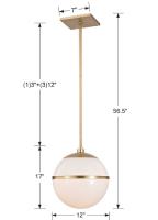 One Light Chandelier by Crystorama - Truax Collection, Aged Brass Finish - 2112-AG