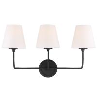 Three Light Bathroom Vanity by Crystorama - Sylvan Collection, Black Forged Finish - 2443-OP-BF