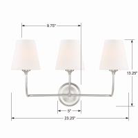 Three Light Bathroom Vanity by Crystorama - Sylvan Collection, Brushed Nickel Finish - 2443-OP-BN