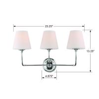 Three Light Bathroom Vanity by Crystorama - Sylvan Collection, Polished Chrome Finish - 2443-OP-CH
