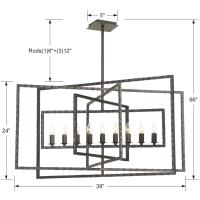 Nine Light Chandelier by Crystorama - Capri Collection, Raw Steel Finish - 337-RS